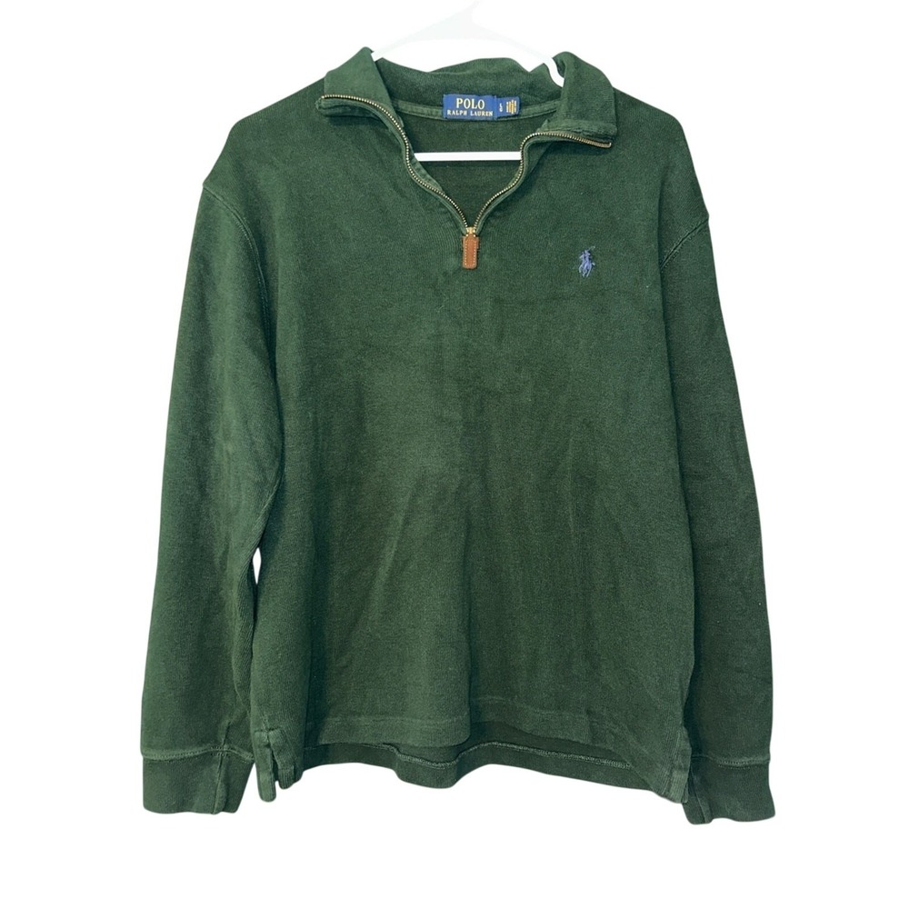 Ralph Lauren Mens Dark Green Zip Pullover Sweater Size Large Blokecore Utility